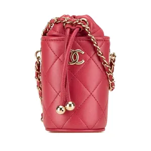 Micro Quilted Lambskin Drawstring Bucket Bag
