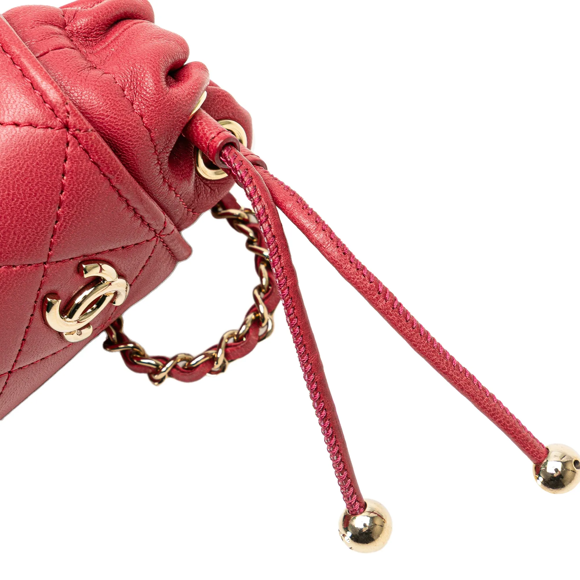 Micro Quilted Lambskin Drawstring Bucket Bag