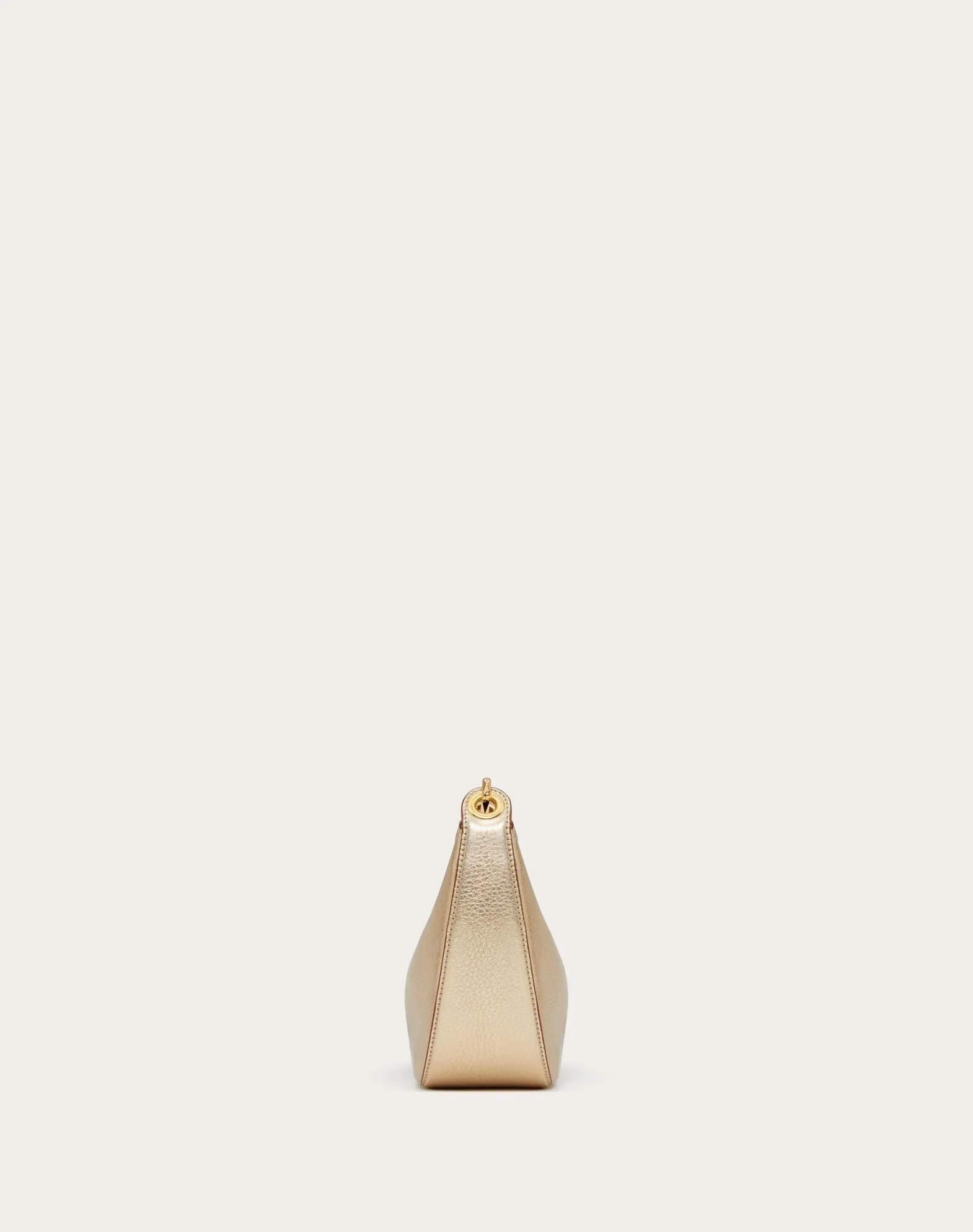 Mini Vlogo Moon Hobo Bag In Metallic Calfskin With Chain