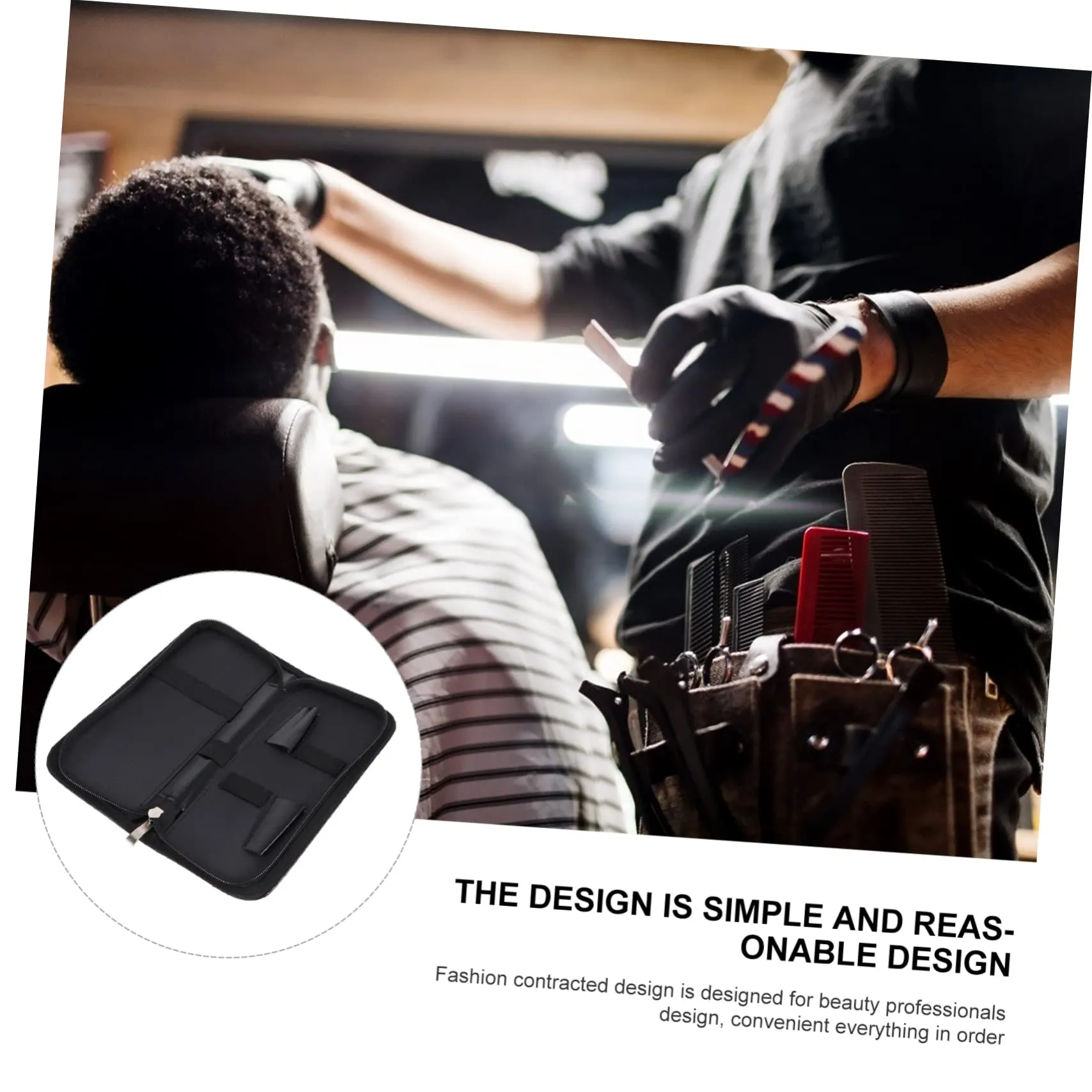 minkissy Hair Cut Scissors Bag Hair Styling Tools Organizer Leather Zipper Compact and Portable