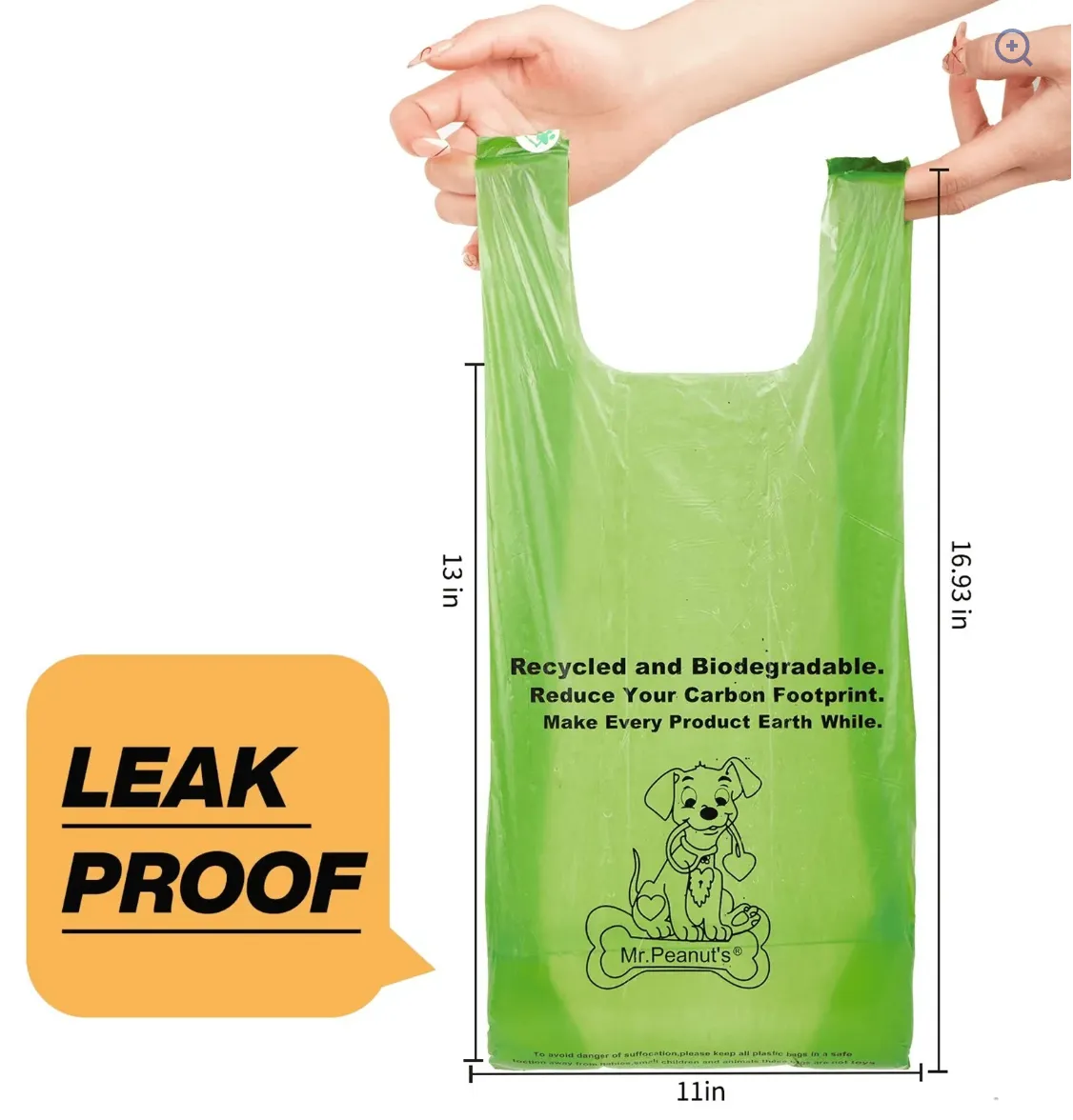 Mr. Peanut's XL Biodegradable Pooper Scooper Bags with Dispenser