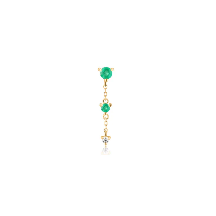 métier / petite emerald   diamond chain stud earring - single