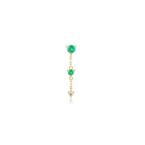 métier / petite emerald   diamond chain stud earring - single