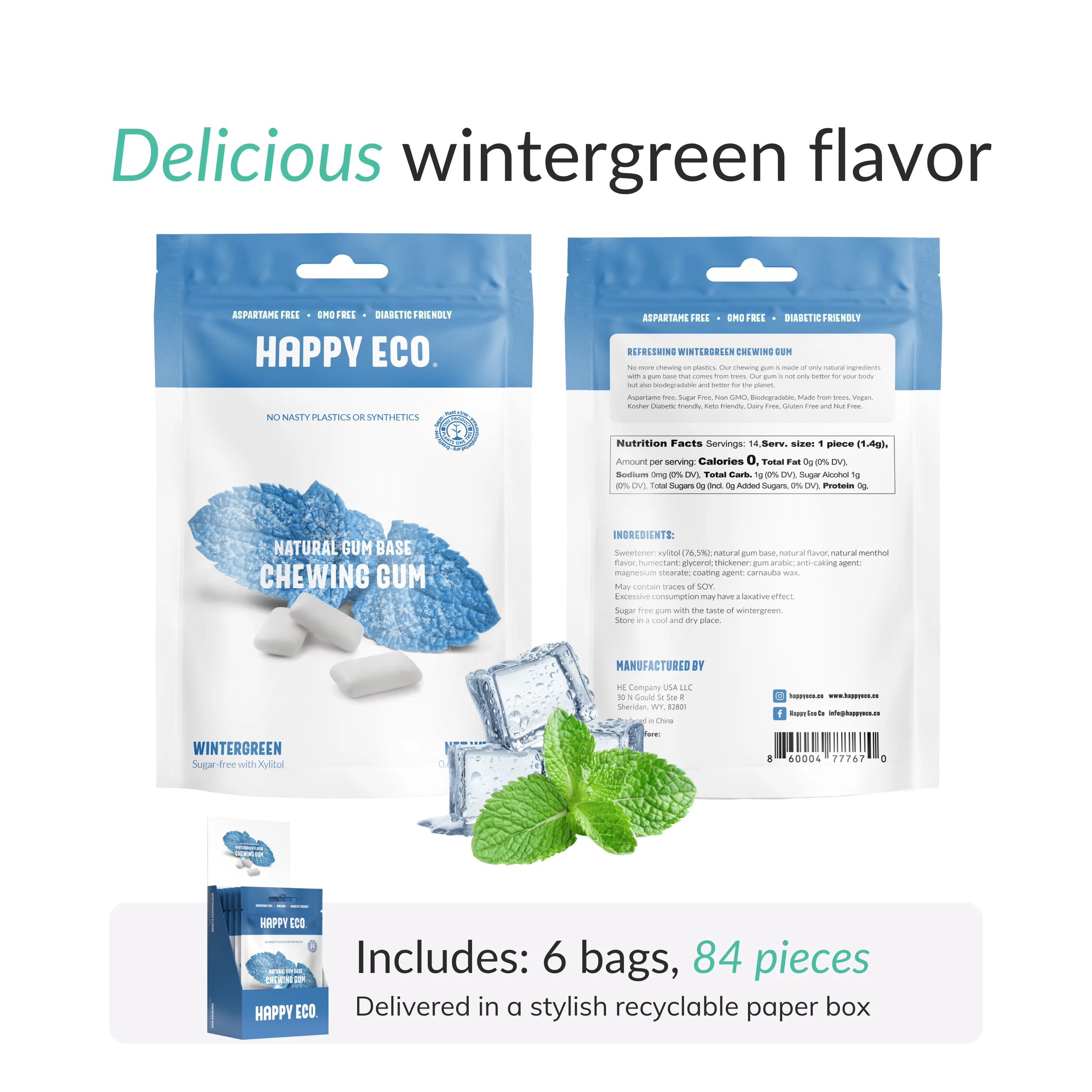 Natural Chewing Gum - Wintergreen (84pcs)