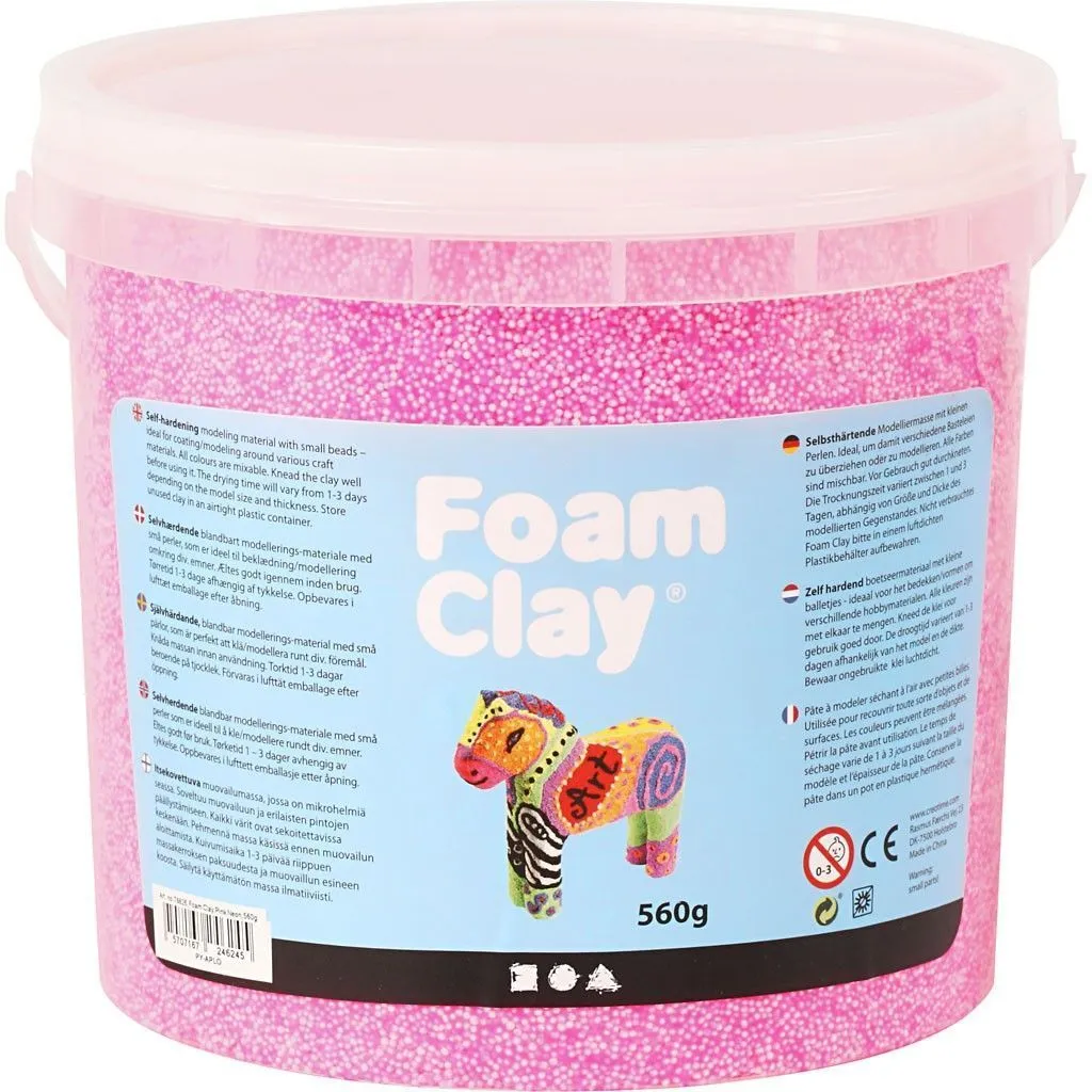 Neon Pink Colour Modelling Material Small Beads With Plastic Bucket 560 g
