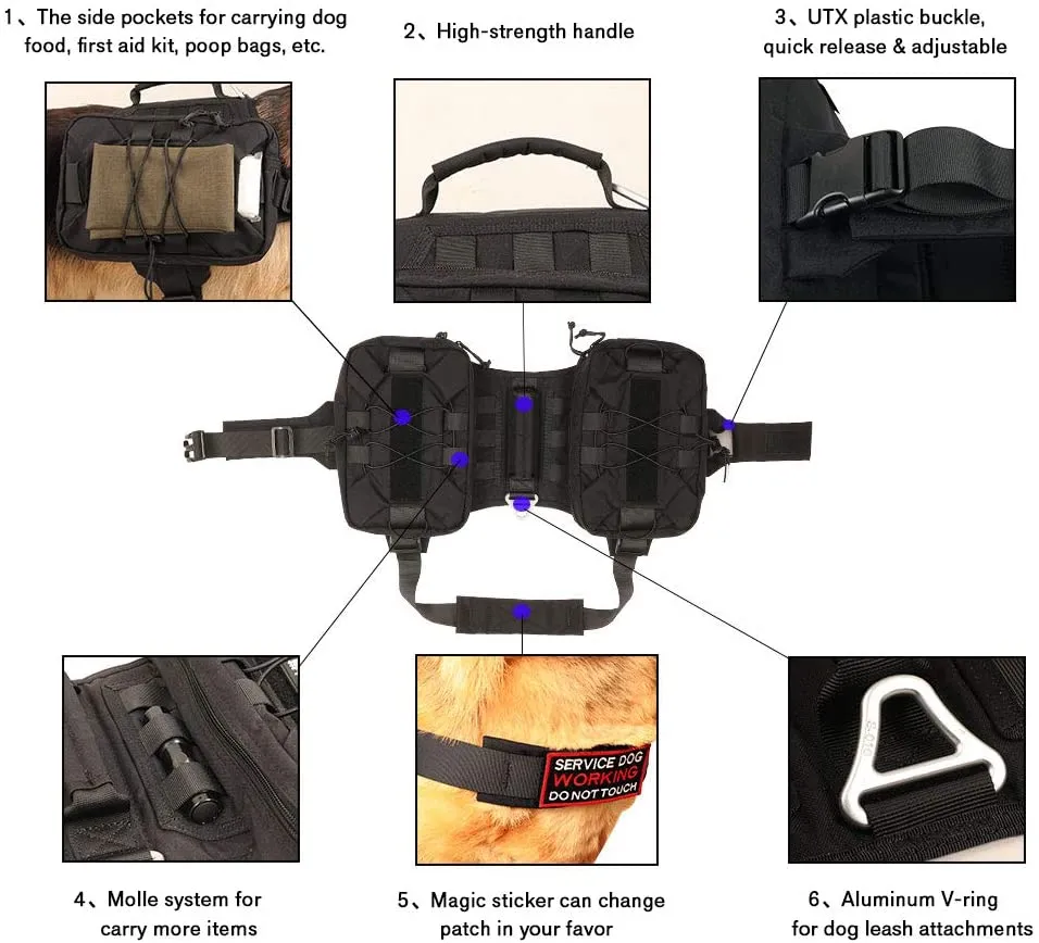 New EXCELLENT ELITE SPANKER Dog Saddle Bag Backpack for Travel Camping Hiking Medium & Large Dog with 2 Capacious Side Pockets(BLK)
