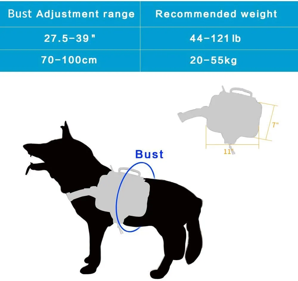 New EXCELLENT ELITE SPANKER Dog Saddle Bag Backpack for Travel Camping Hiking Medium & Large Dog with 2 Capacious Side Pockets(BLK)