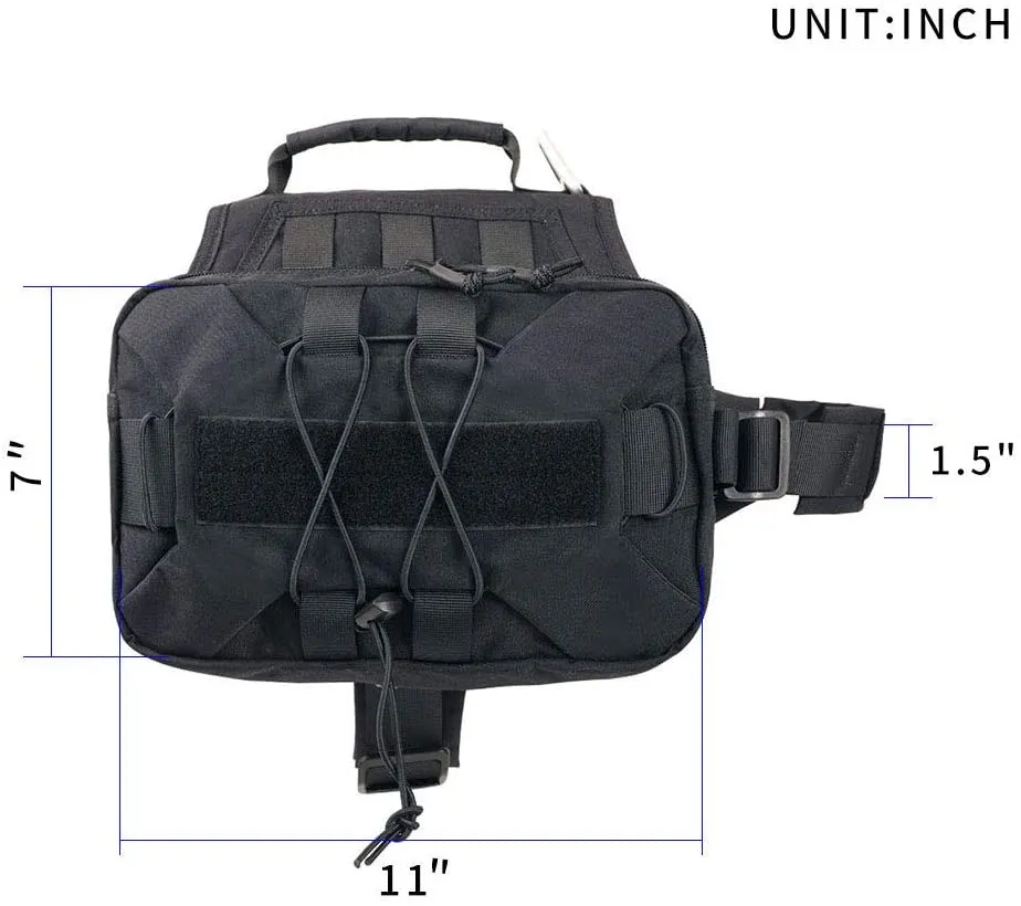 New EXCELLENT ELITE SPANKER Dog Saddle Bag Backpack for Travel Camping Hiking Medium & Large Dog with 2 Capacious Side Pockets(BLK)