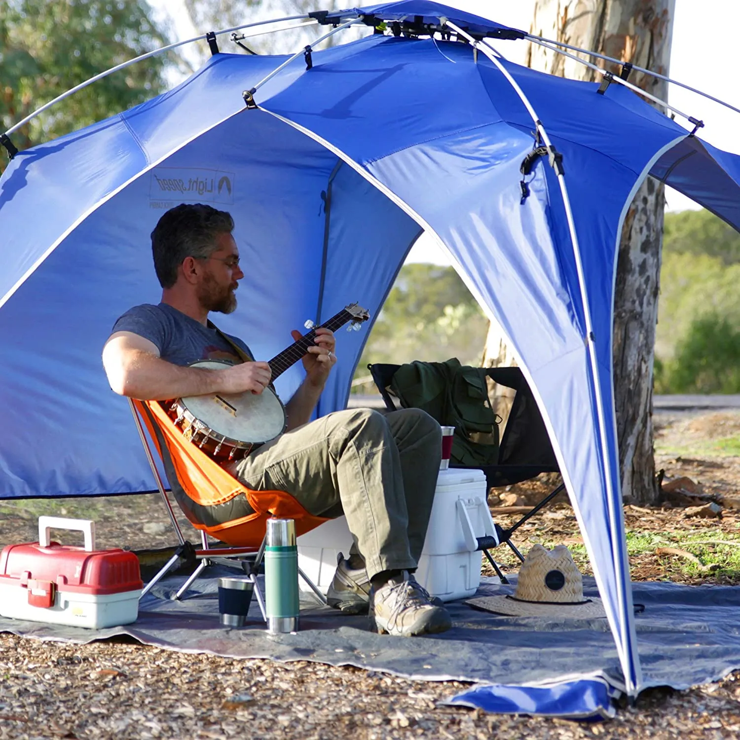 New in box! Lightspeed Outdoors Quick Canopy Instant Pop Up Shade Tent, Blue! Retails $206 