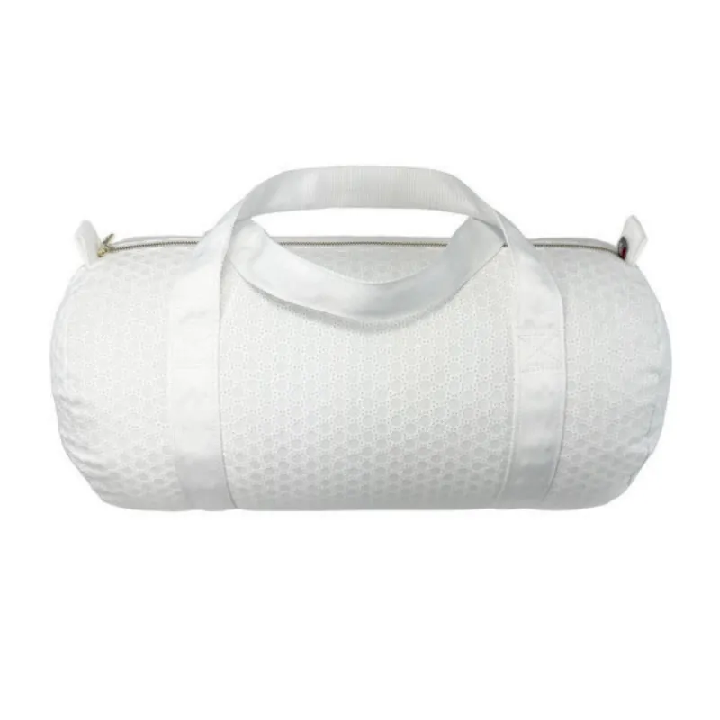 Personalized Eyelet White Duffel Bag