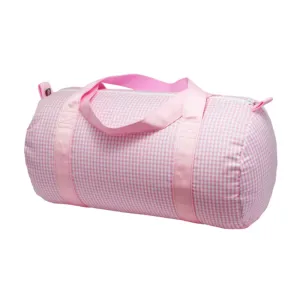 Personalized Gingham Baby Pink Duffel Bag