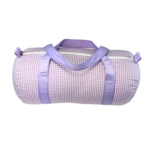 Personalized Gingham Lilac Duffel Bag