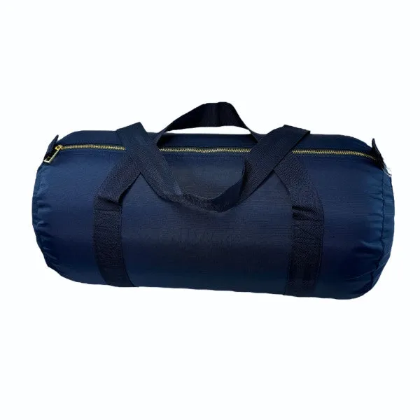 Personalized Nylon Brass Navy Duffel Bag