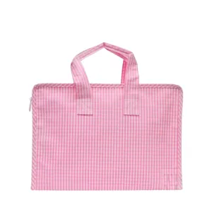 Personalized Nylon Pink Gingham Market Tote