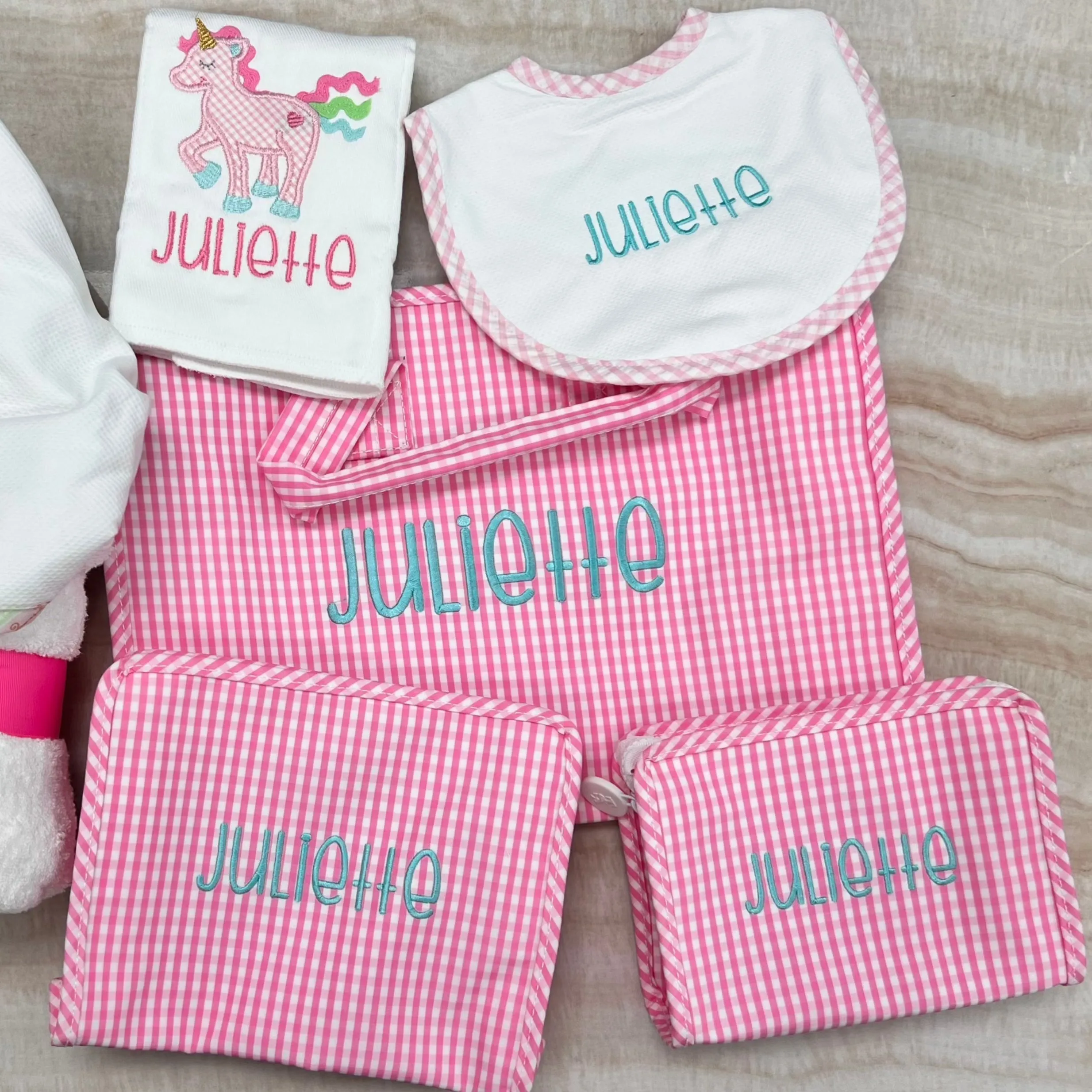 Personalized Nylon Pink Gingham Market Tote