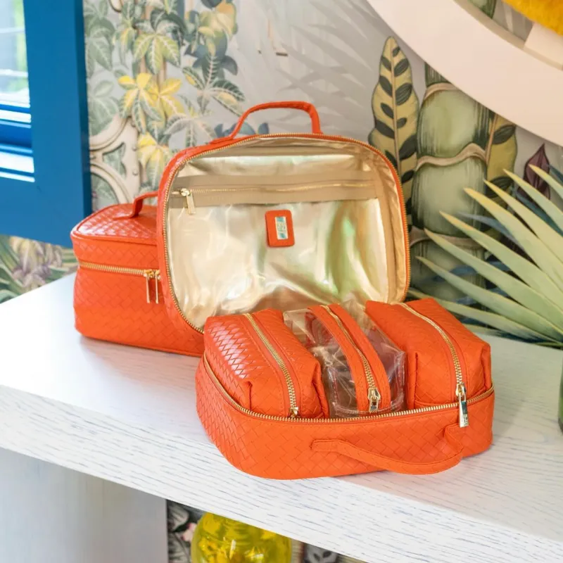 Personalized Orange Luxe Train Case