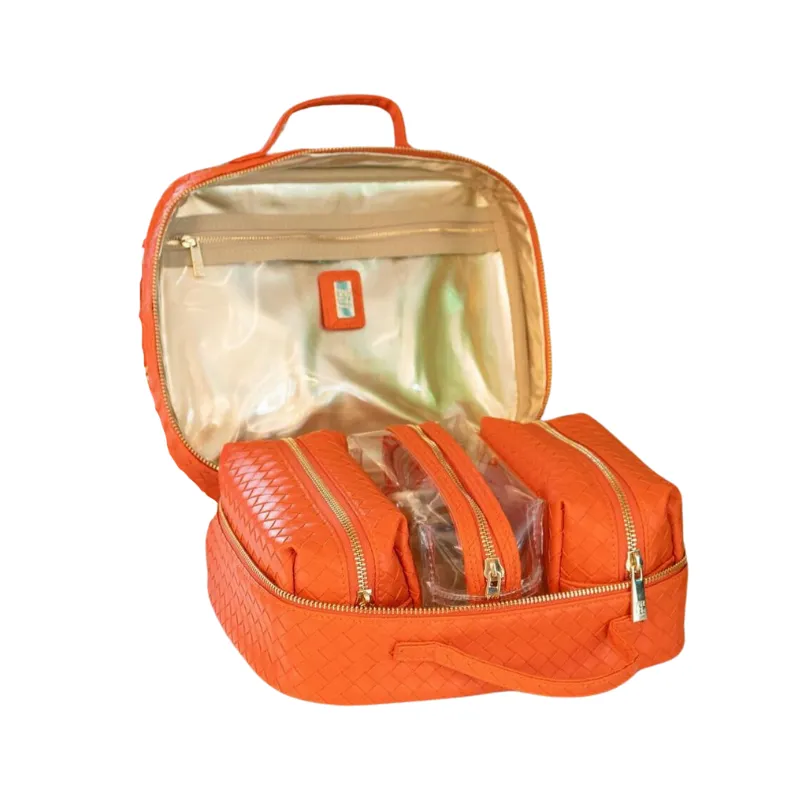 Personalized Orange Luxe Train Case