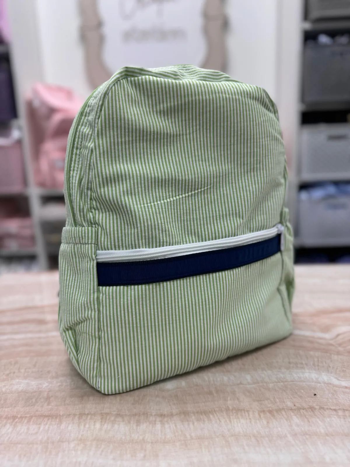 Personalized Seersucker Grasshopper Large Backpack