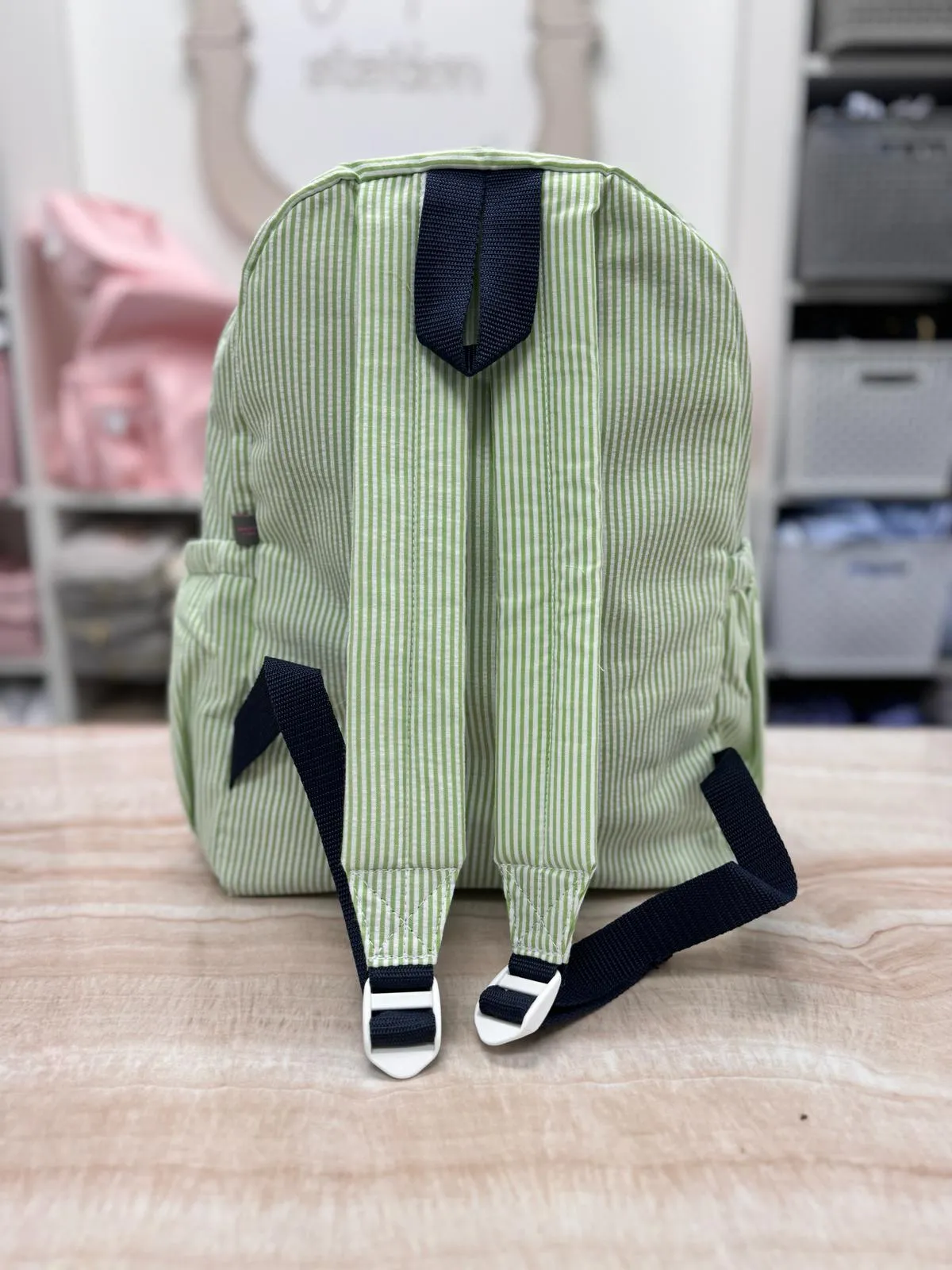 Personalized Seersucker Grasshopper Large Backpack
