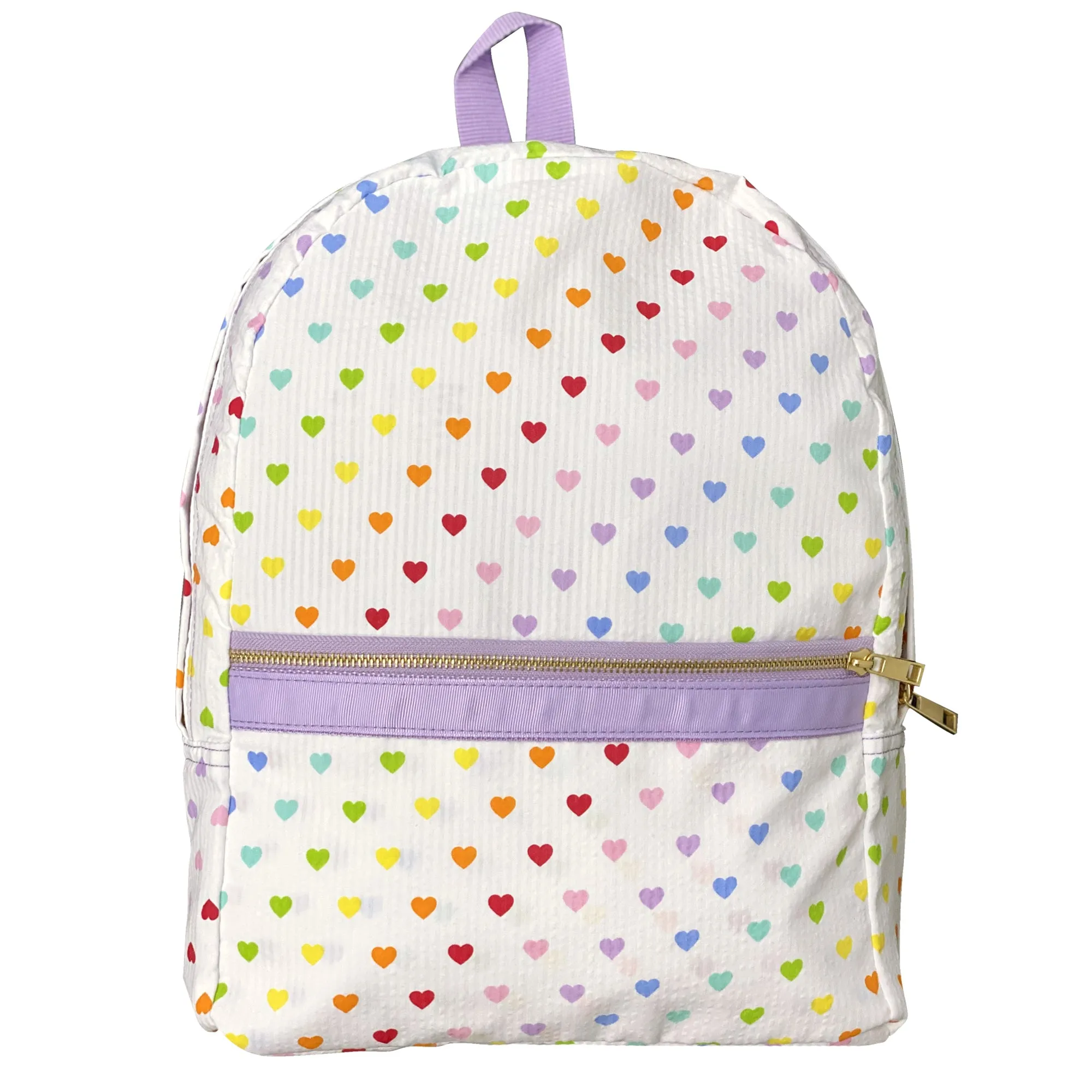 Personalized Seersucker Tiny Hearts Large Backpack