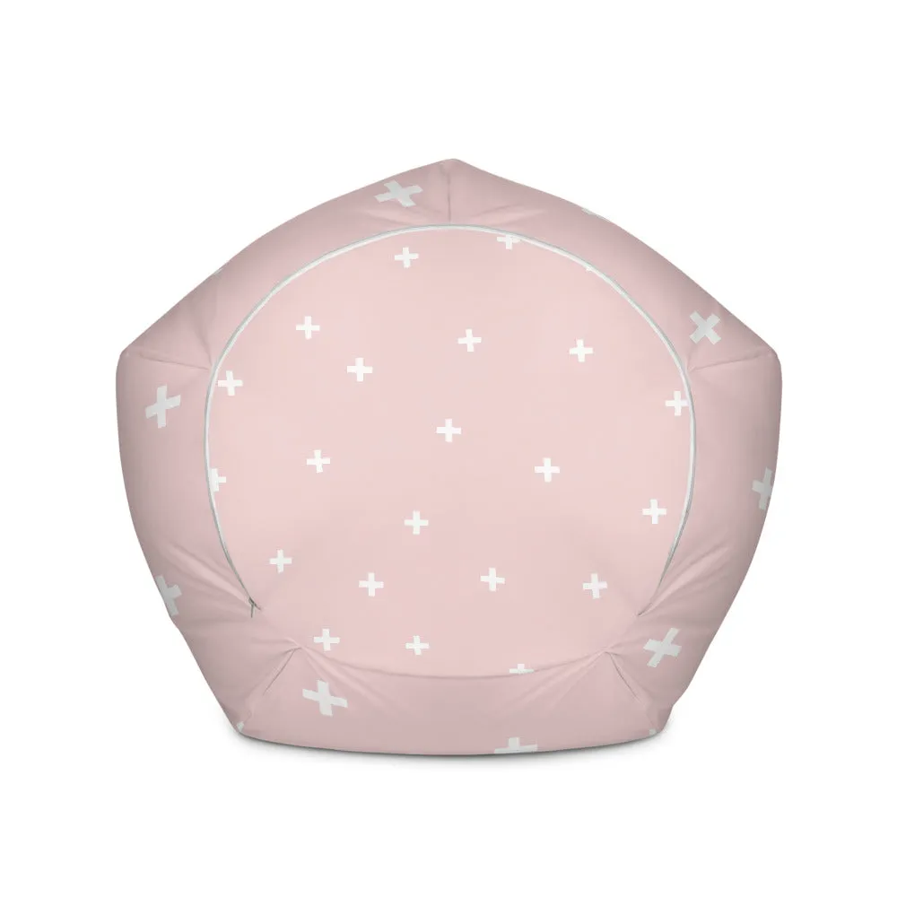 Pink Cross Pattern - Sustainably Made Bean Bag Chair Cover