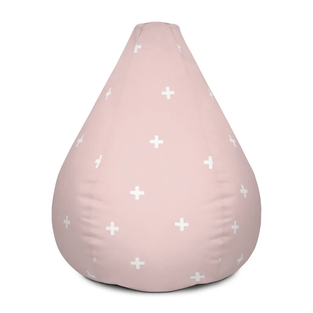Pink Cross Pattern - Sustainably Made Bean Bag Chair Cover