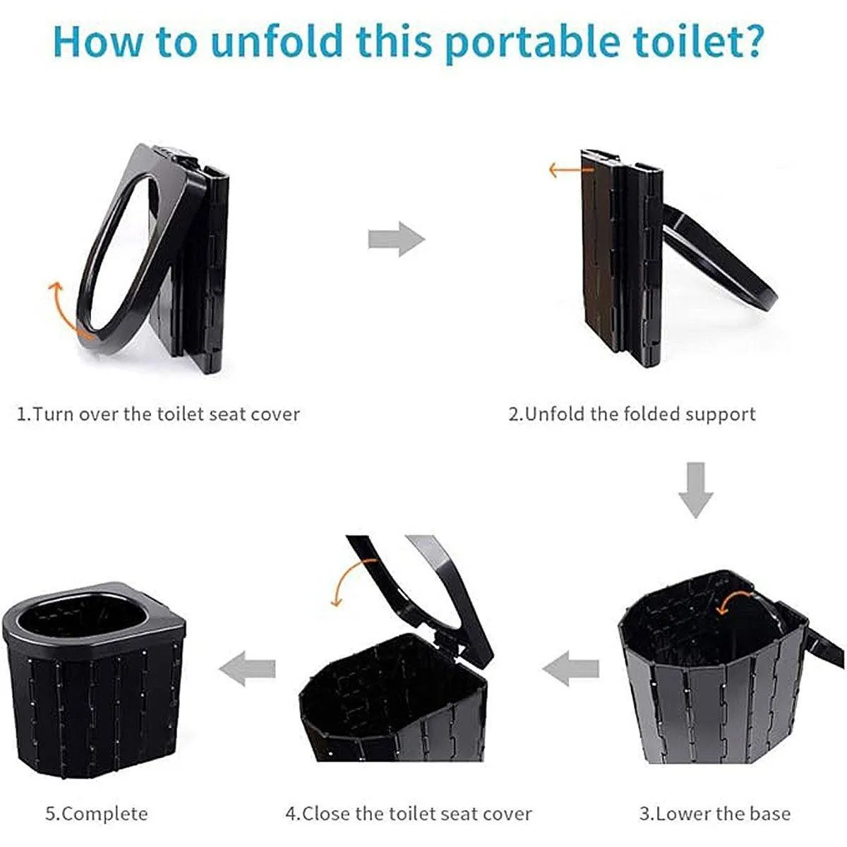 Portable Folding Car Toilet with Lid Self-Driving Outdoor Travel 20L Storage Bag