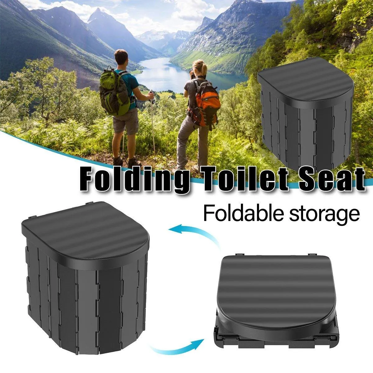 Portable Folding Car Toilet with Lid Self-Driving Outdoor Travel 20L Storage Bag
