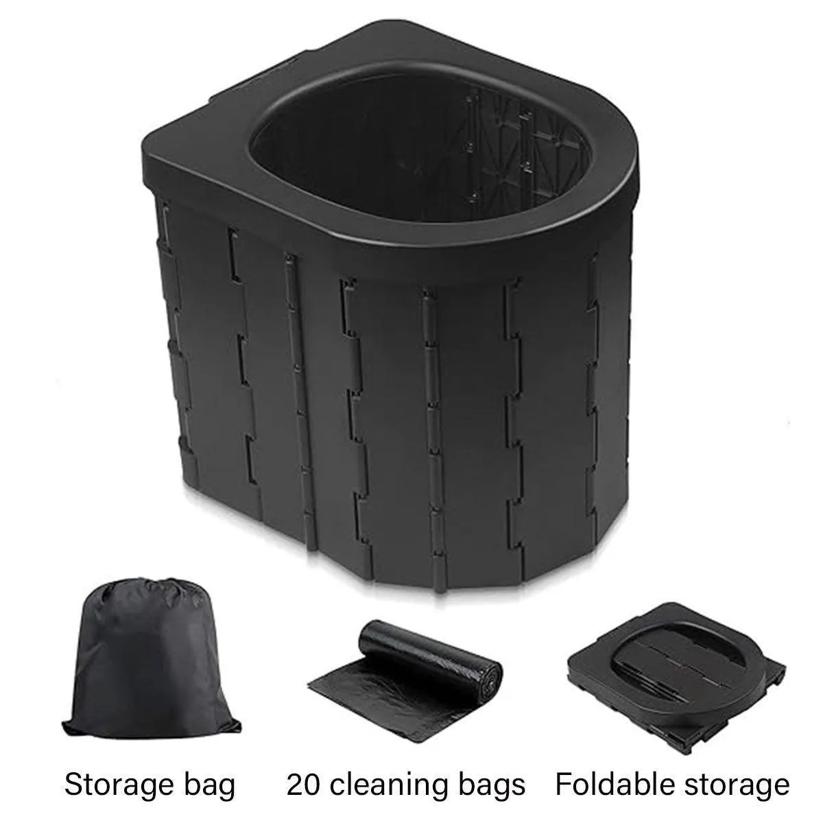 Portable Folding Car Toilet with Lid Self-Driving Outdoor Travel 20L Storage Bag