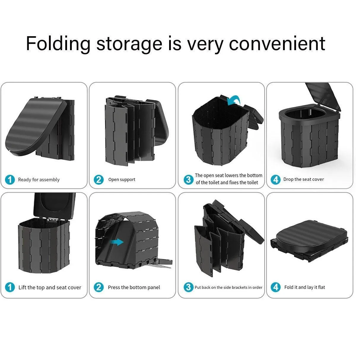 Portable Folding Car Toilet with Lid Self-Driving Outdoor Travel 20L Storage Bag