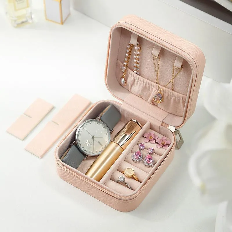 Portable PU Leather Jewelry Box 1PC 8Colours