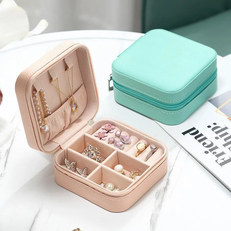 Portable PU Leather Jewelry Box 1PC 8Colours