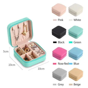 Portable PU Leather Jewelry Box 1PC 8Colours