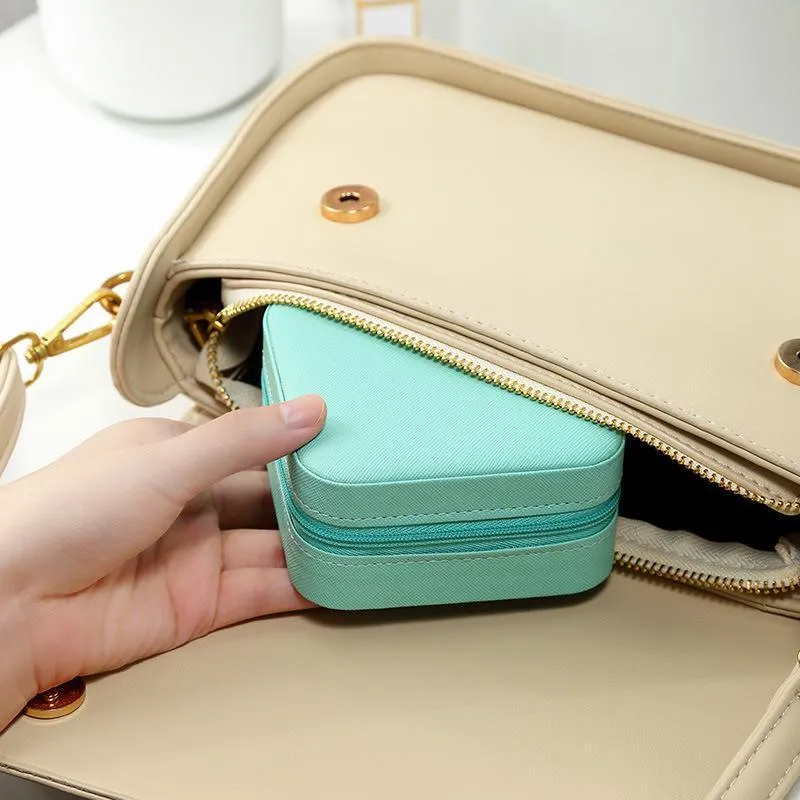 Portable PU Leather Jewelry Box 1PC 8Colours