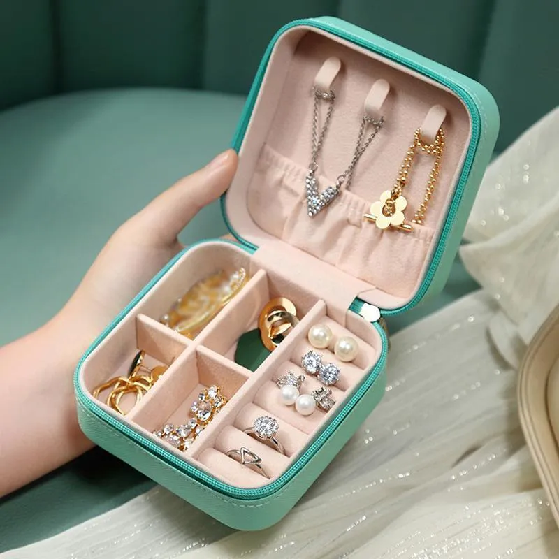 Portable PU Leather Jewelry Box 1PC 8Colours