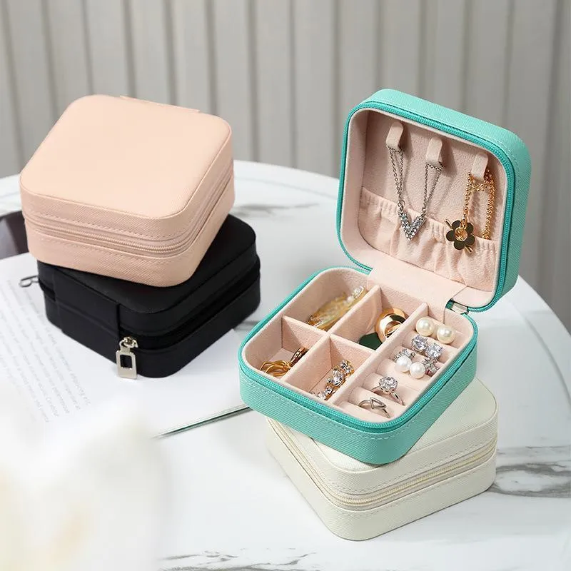 Portable PU Leather Jewelry Box 1PC 8Colours