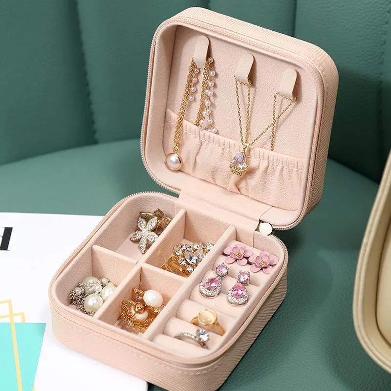 Portable PU Leather Jewelry Box 1PC 8Colours