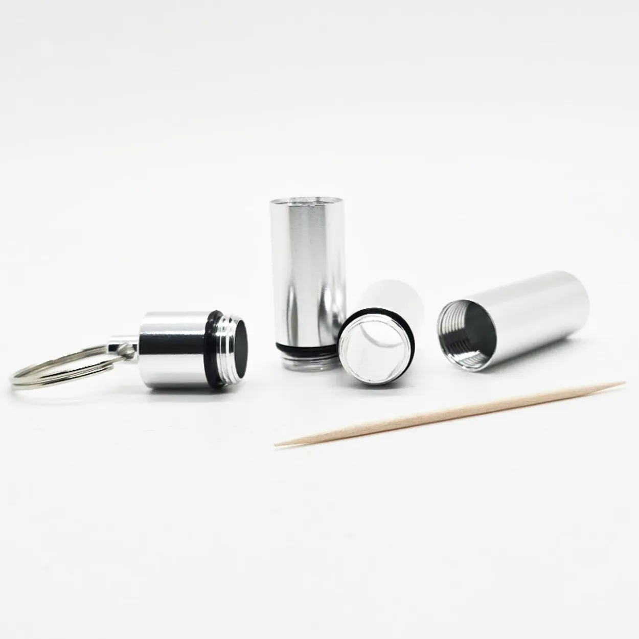 Portable Toothpick Holders – Keychain with Screw Cap in Aluminum & Wood Designs