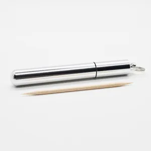 Portable Toothpick Holders – Keychain with Screw Cap in Aluminum & Wood Designs
