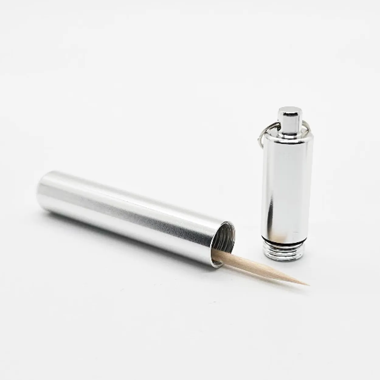 Portable Toothpick Holders – Keychain with Screw Cap in Aluminum & Wood Designs