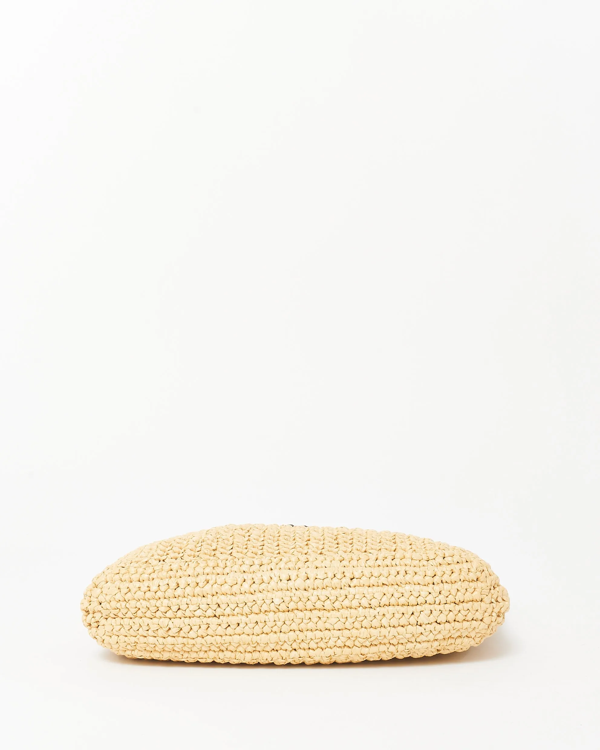 Prada Beige Logo Raffia Small Tote Bag