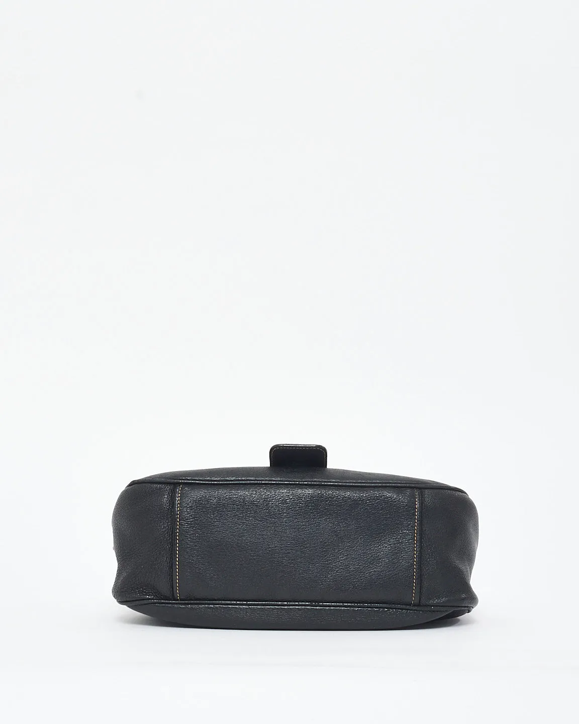 Prada Black Leather Wide Buckle Shoulder Bag