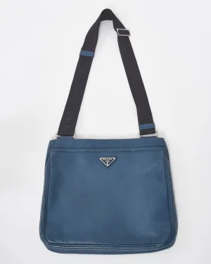 Prada Blue Leather Messenger Bag