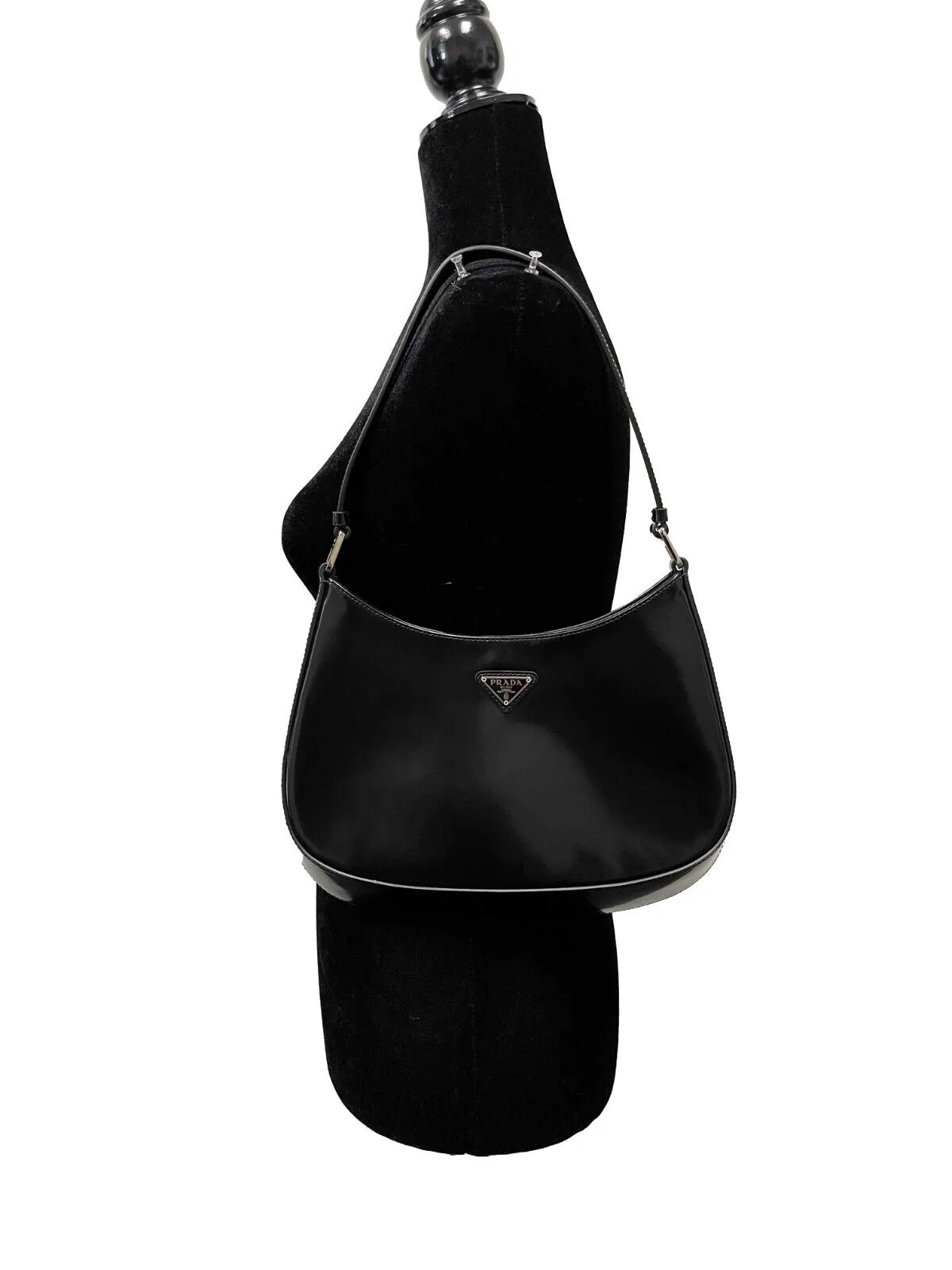 Prada New Cleo Brushed Leather Black Handbag