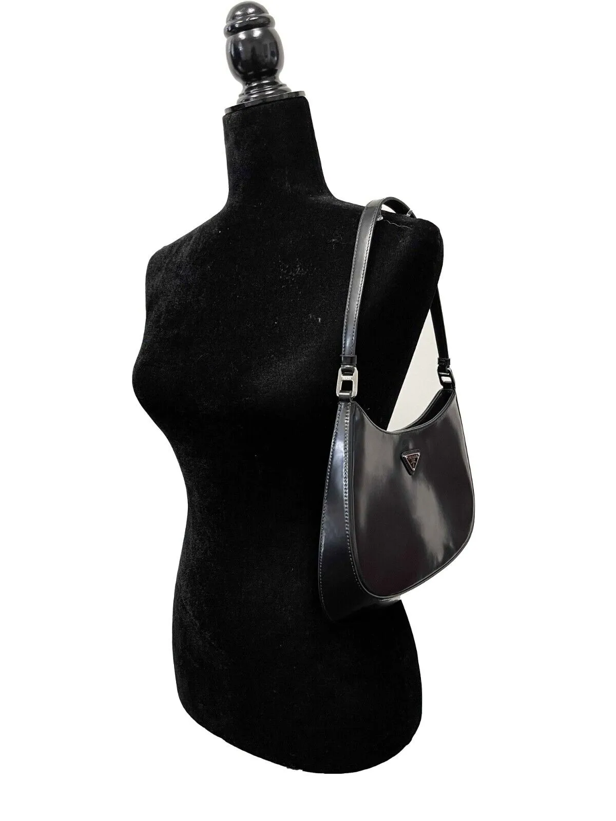 Prada New Cleo Brushed Leather Black Handbag