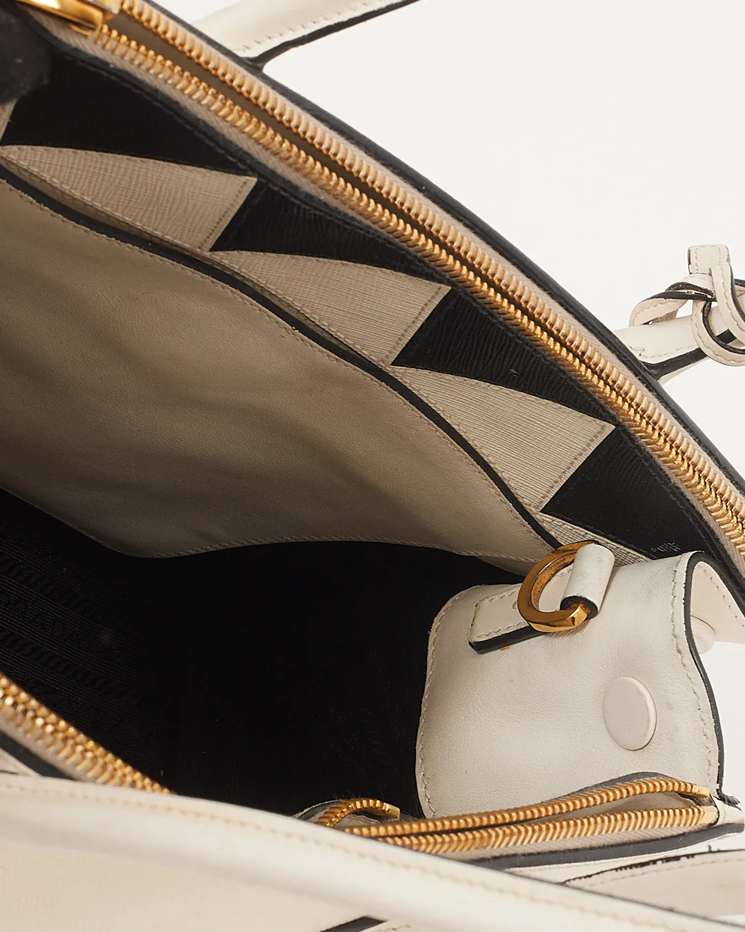 Prada Off White Saffiano & City Calf Esplanade Crossbody Bag