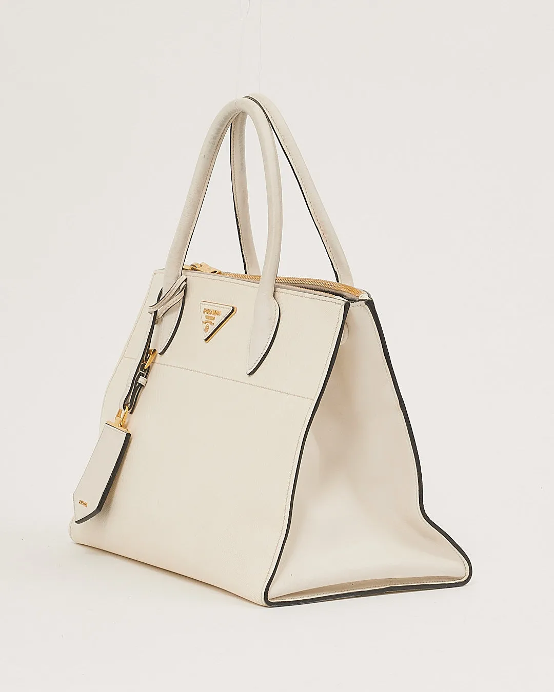 Prada Off White Saffiano & City Calf Esplanade Crossbody Bag