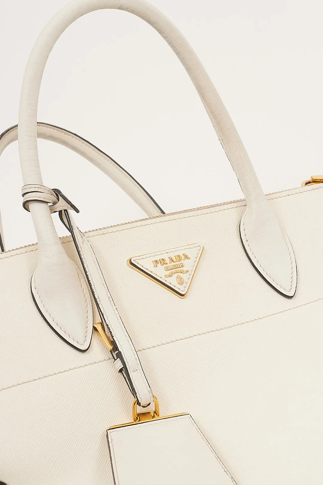 Prada Off White Saffiano & City Calf Esplanade Crossbody Bag