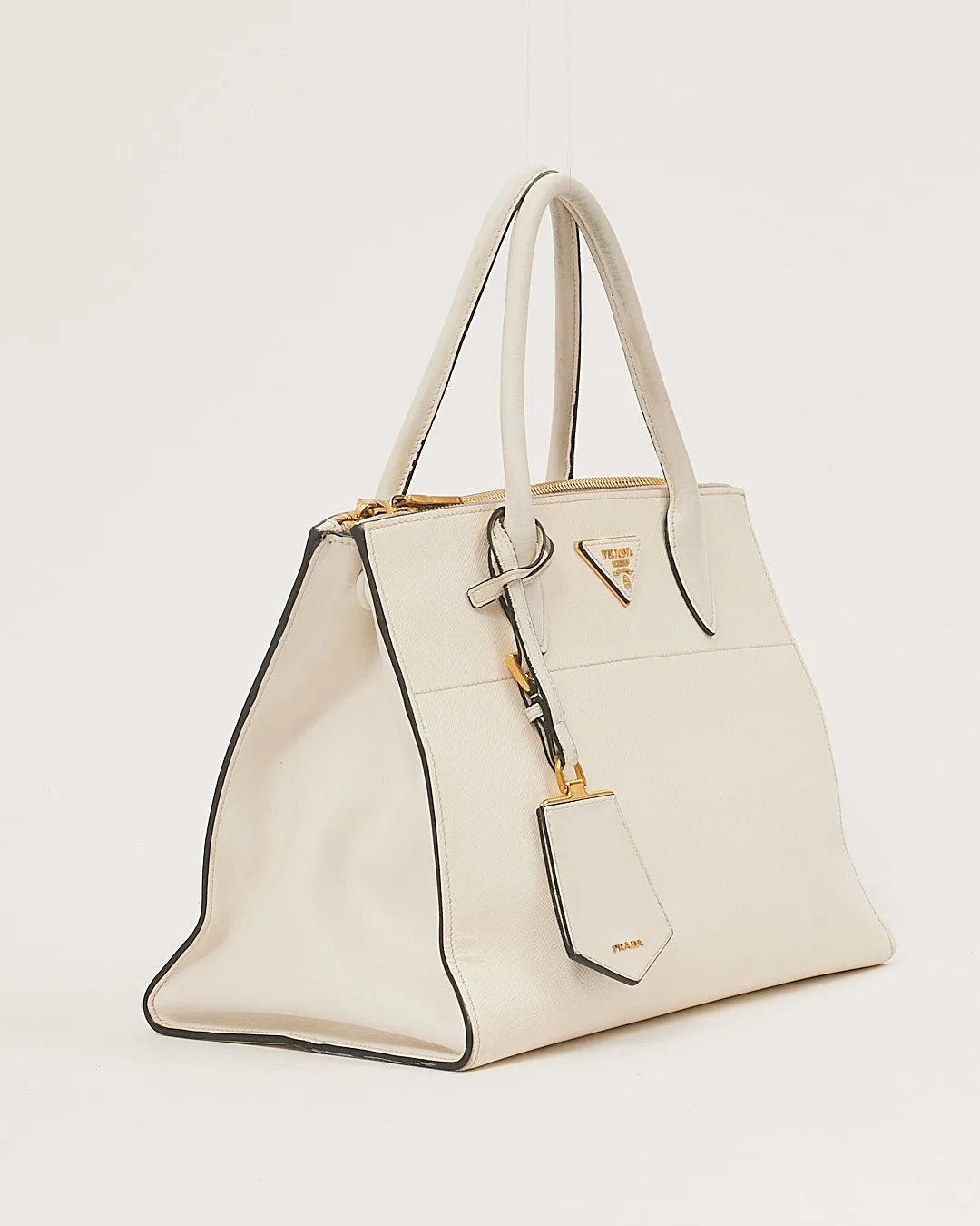 Prada Off White Saffiano & City Calf Esplanade Crossbody Bag
