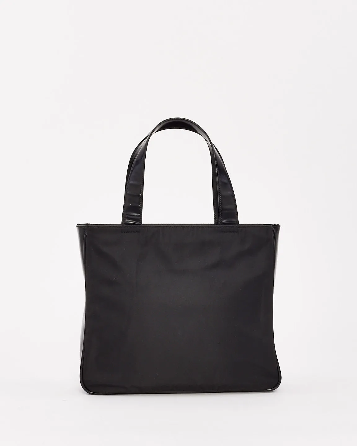 Prada Vintage Black Leather & Nylon Tote Bag